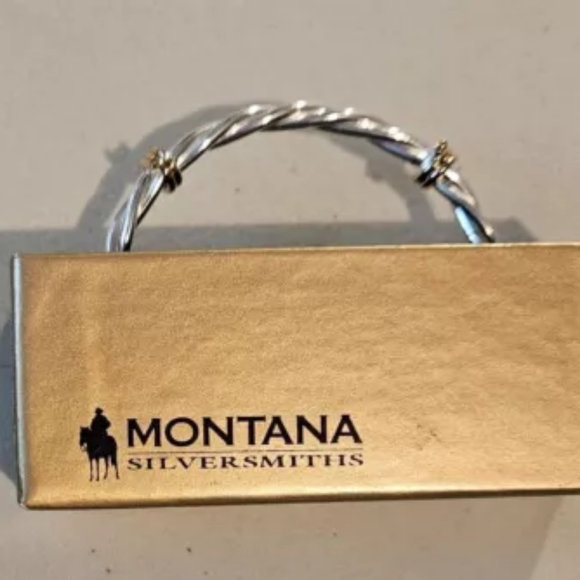 Montana Silversmiths Silver / Gold Electroplate Barbed Wire Womens Bracelet - Picture 2 of 2